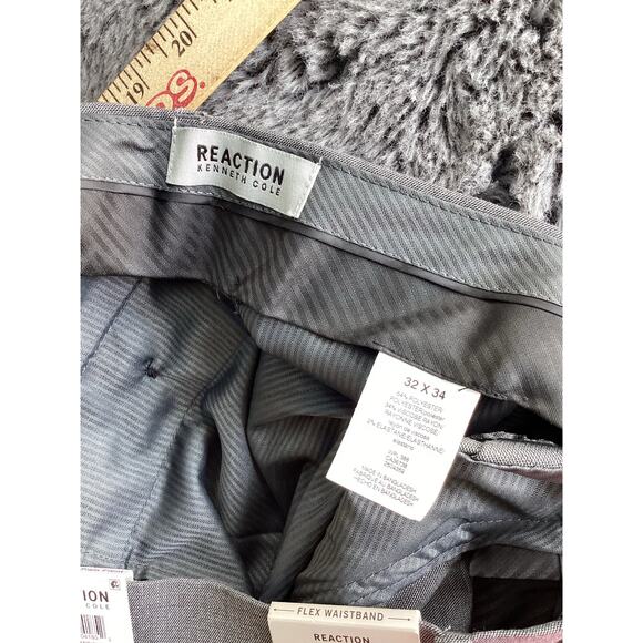 NWT Reaction Kenneth Cole Men's Stretch Slim-Fit Twill Dress Pants Gray 32x34 - Picture 7 of 12